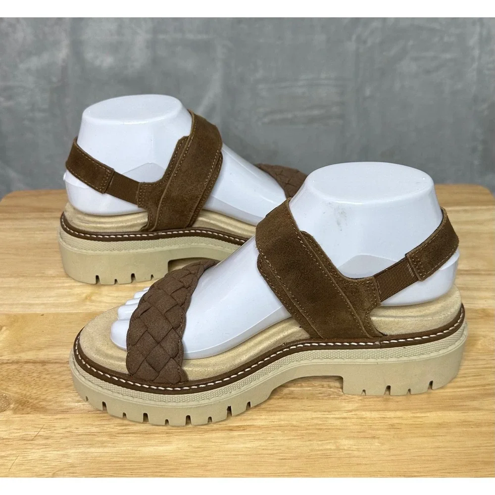 Naot Womens Grove Sandals US 6 Suede Platform Comfort Lug Sole Buckle Brown
